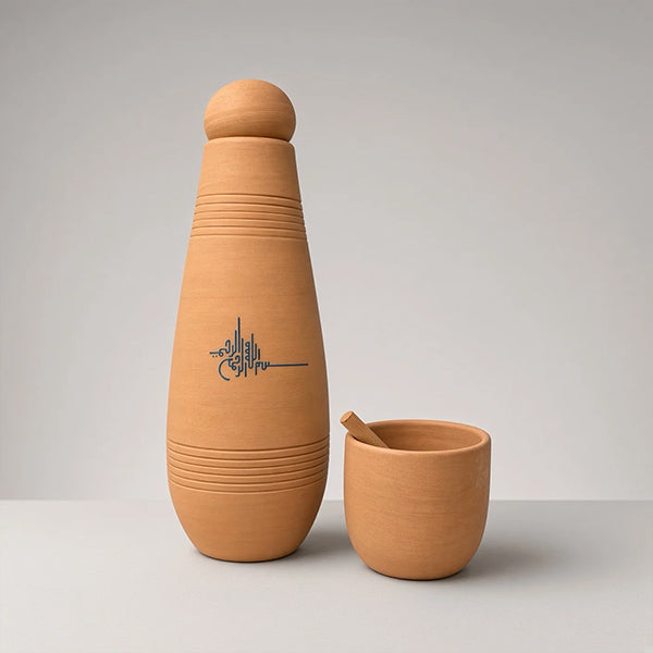 Water Drinking Pot With Cup - فخارة تنقية المياه , بسم الله