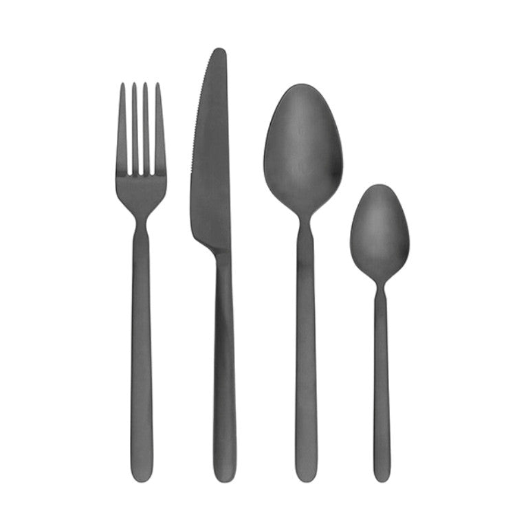 STELLA 16pcs of Cutlery Set , Black Color - طقم STELLA ادوات مائدة 16قطعة, لون اسود
