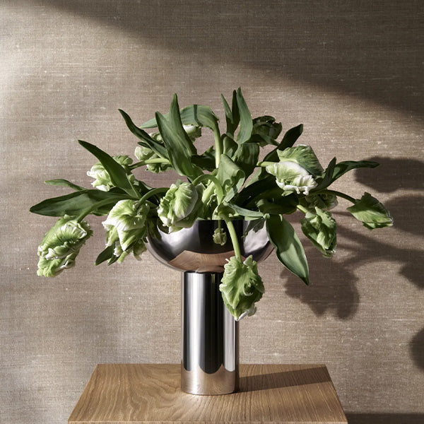 MIYABI Metallic Vase, Stainless Steel Color - مزهرية ميتاليك MIYABI، لون الستانلس ستيل