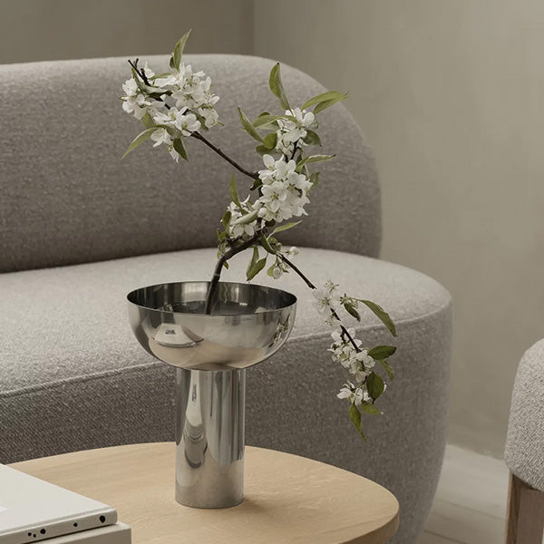 MIYABI Metallic Vase, Stainless Steel Color - مزهرية ميتاليك MIYABI، لون الستانلس ستيل