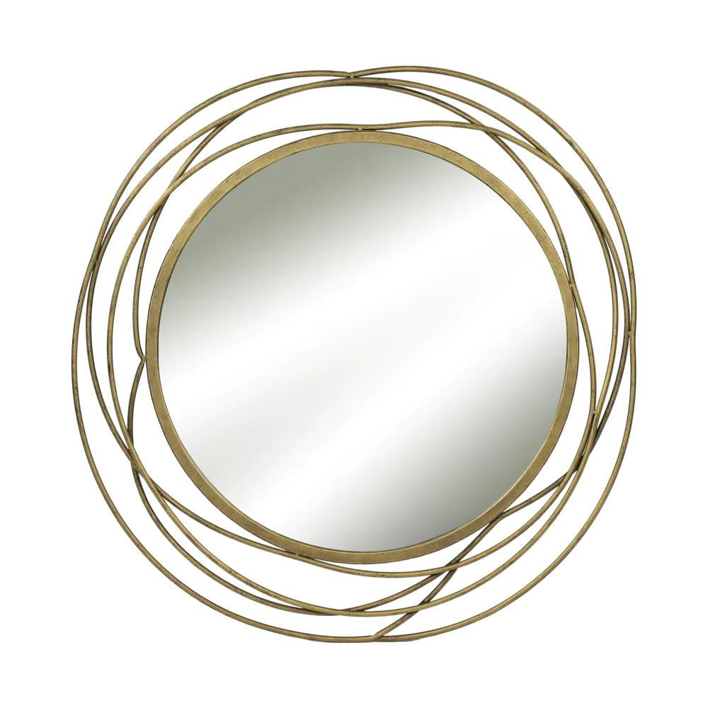 Sling Metal Mirror 67cm , Gold Color - مرآة بإطار معدني 67سم, لون ذهبي