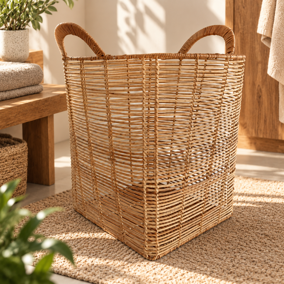 Rattan "SAFI" Basket, Large Size - سلة روطان متعددة الاستخدام, حجم كبير