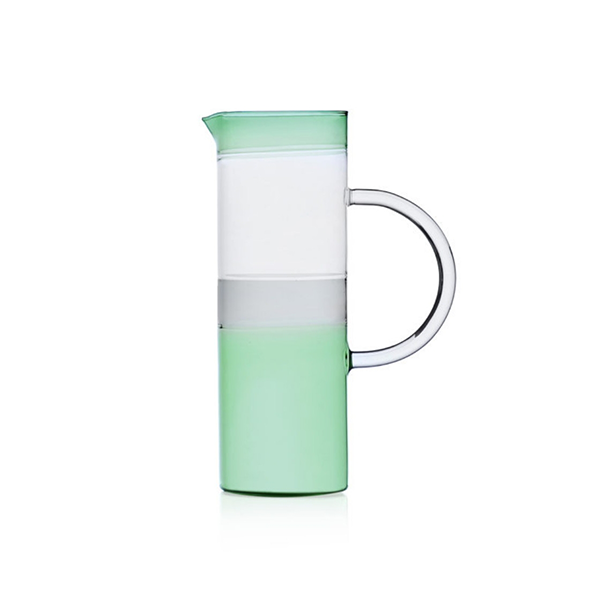 Sunrise Juice Jug 27cm, Clear & Green Color - ابريق زجاجي 27سم, لون شفاف وأخضر