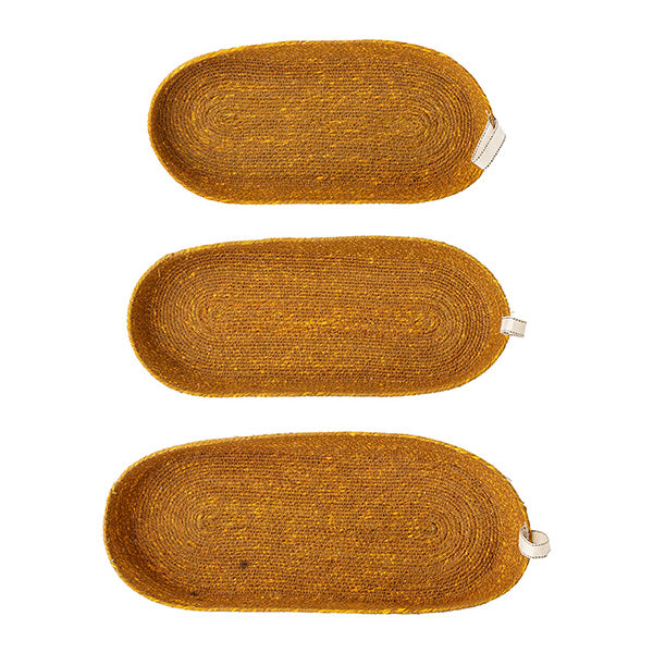 Trays Set 3pcs, Brown Color - صواني 3قطع, لون بني