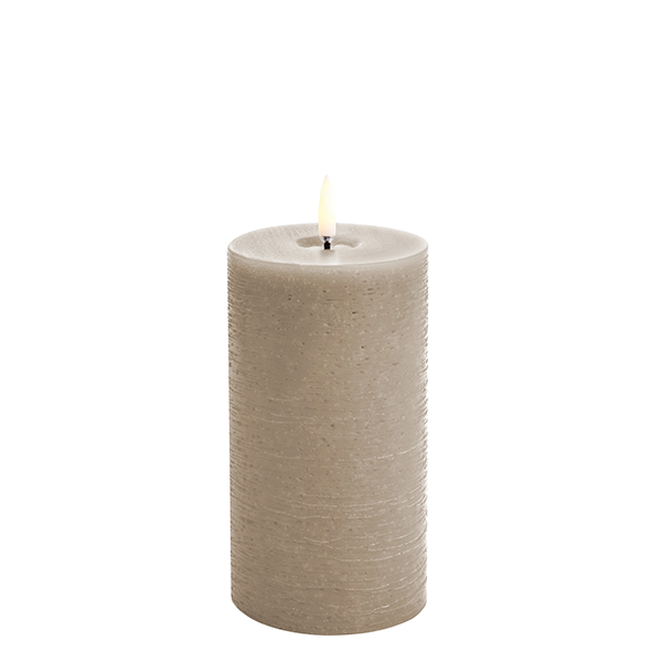 Pillar LED Melted Candle 7.8xh15cm, Sandstone Rustic Color - شمعة LED مضيئة 7.8 * 15 سم , لون بيج