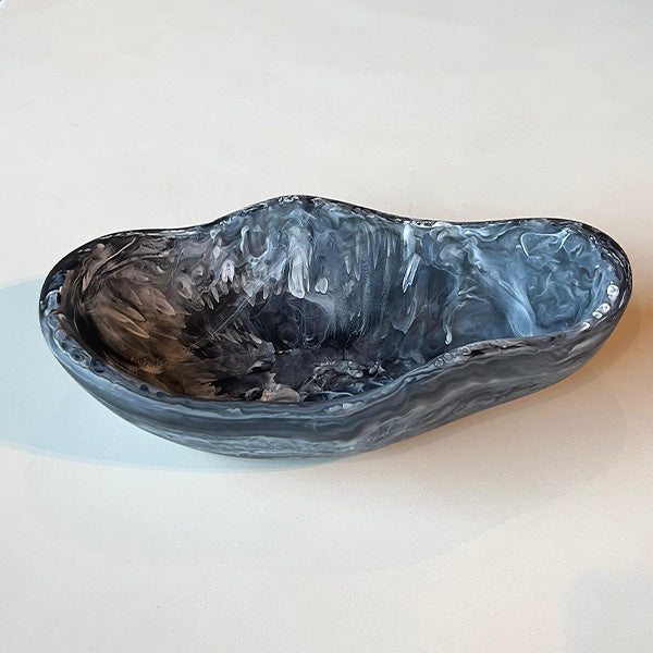 Black swirl, Round Scallop Bowl - وعاء سكالوب دائري , أسود