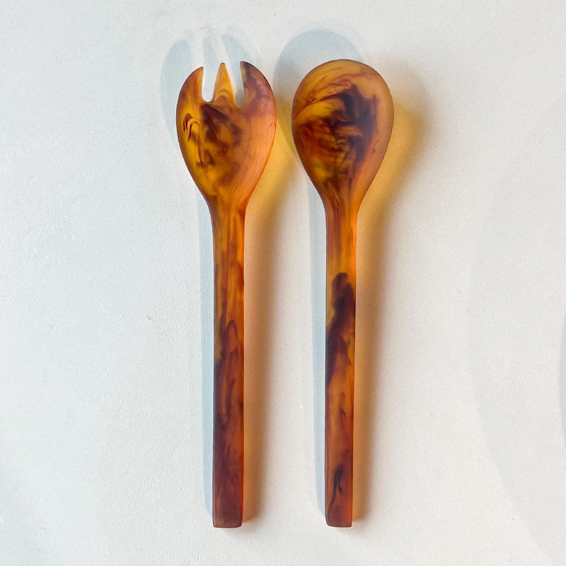 Everyday Salad Servers 2pc 28cm, Tortoise Color - مجموعة ادوات السلطة 2قطعة 28سم, لون بني