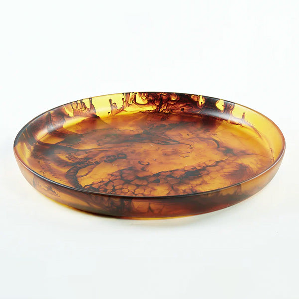 ROUND PLATTER LARGE TURTOISE 19.6X19.6X1.9 CM - طبق دائري كبير بني 19.6×19.6×1.9 سم