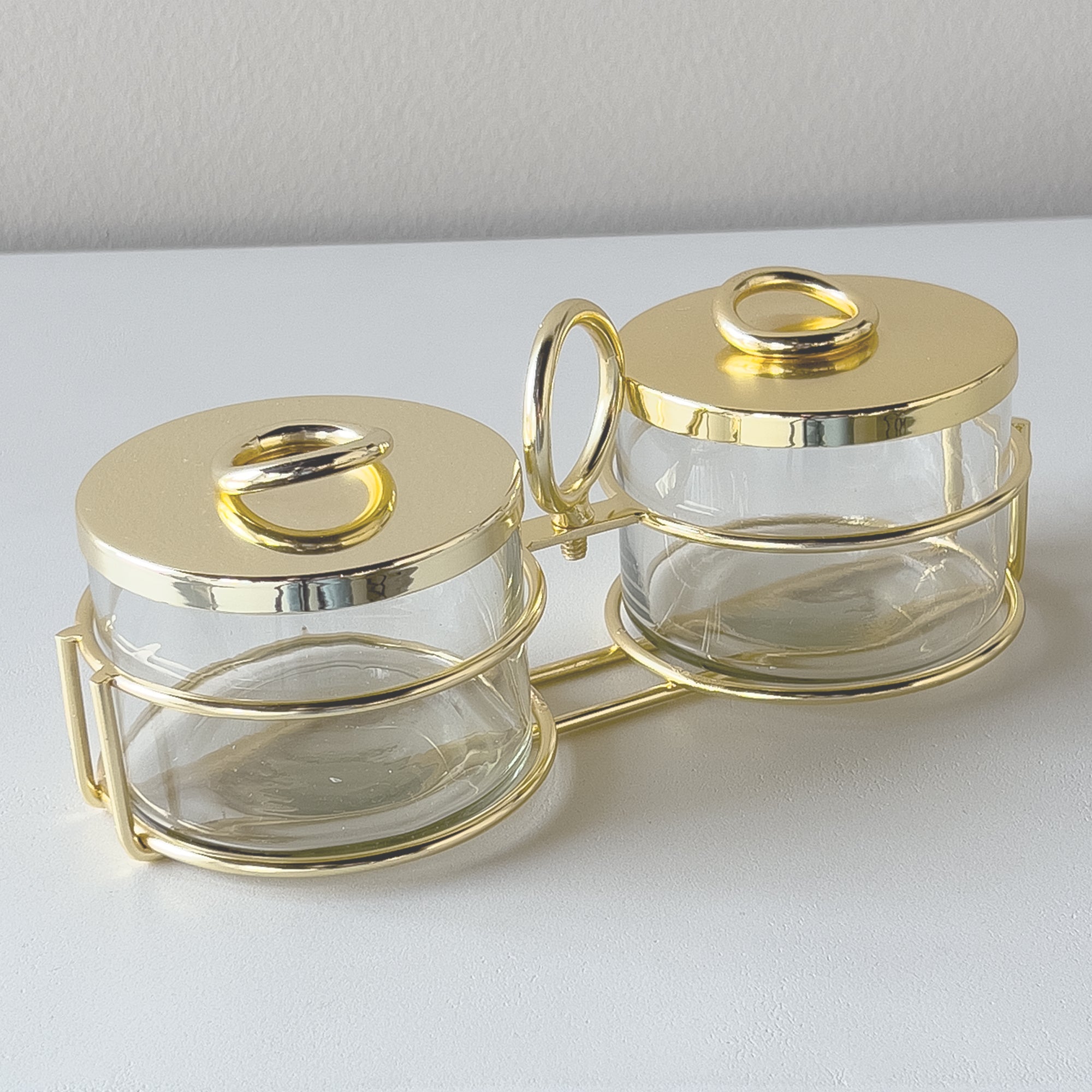 2 Condiment Set, Gold Color - طقم علبتان بهارات ، لون ذهبي