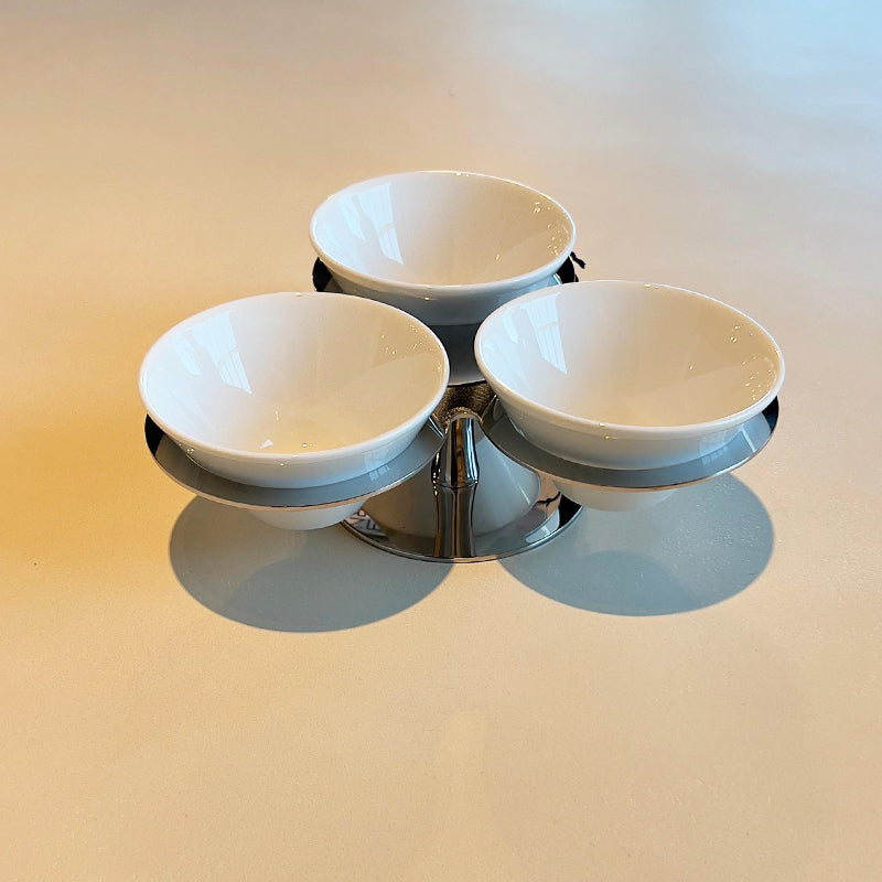 Stainless Steel 3 pcs bowls with holder - فضي 3 أوعية مع حامل