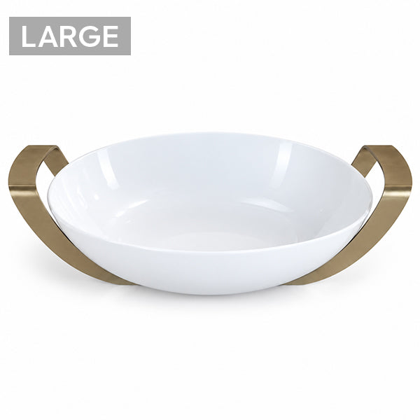 Matt Gold Round Dish with holder large - طبق دائري مع حامل ذهبي/كبير