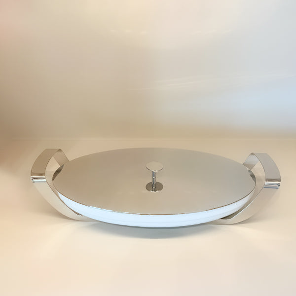 Oval Lid stainless steel 44x27 CM - غطاء بيضاوي , فضي