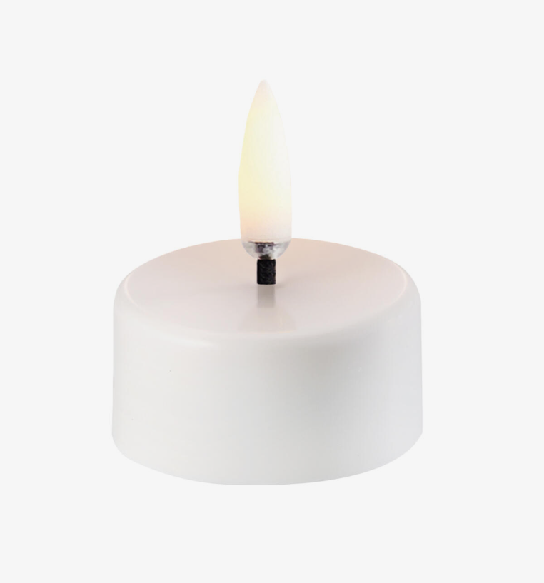 LED tealight 400~ battery incl., Nordic white wax, Smooth, 4x2,1 cm - شموع LED صغيرة 400 ~ بطارية متضمنة، شمع أبيض نورديك، أملس، 4x2,1 سم