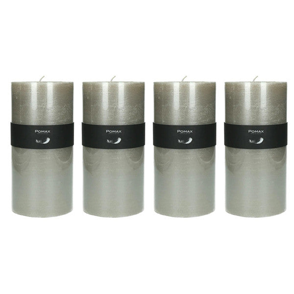 Set of 4 Silver Candles 20cm - 4 شمعة فضية 20سم