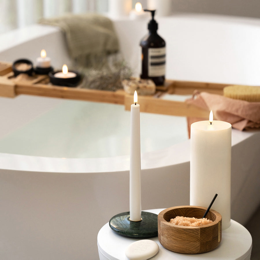 UYUNI 2 PCS LED TAPER CANDLE TWIN PACK IVORY 2.3 x 35 CM - شمعات LED مضيئة 2.3xh35سم, لون اوف وايت