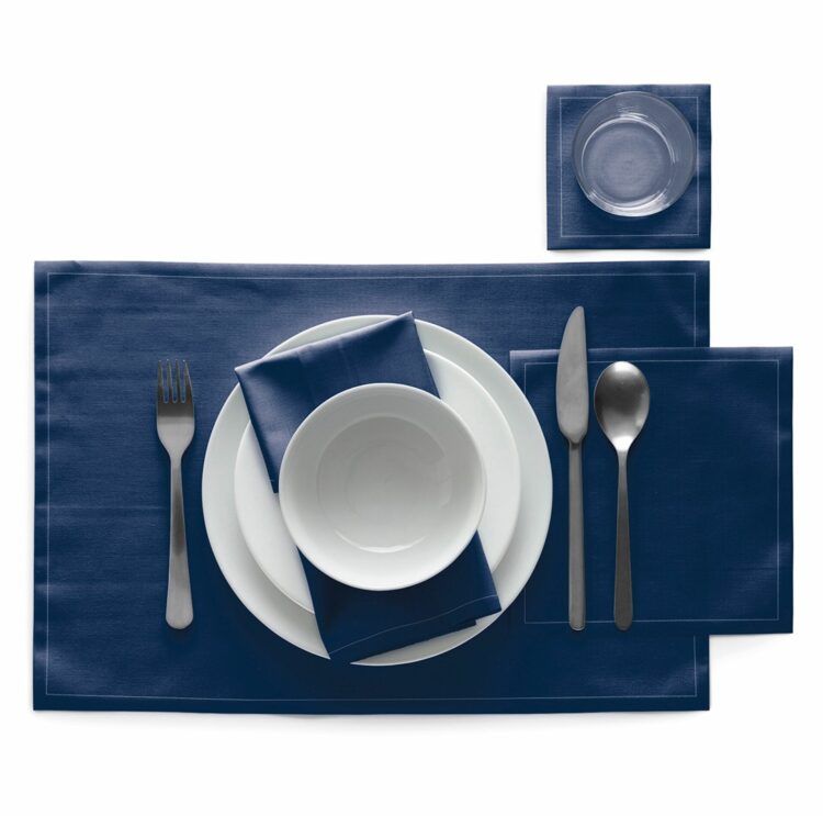 Petrol blue Placemat 48x32 100% Cotton,Rolls 12 - رول مفارش أطباق قطنية، 48 × 32 سم، كحلي
