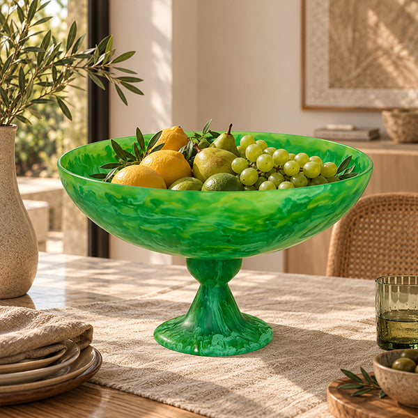 PEDESTAL BOWL PERIDOT 40 CM -وعاء قاعدة أخضر40 سم