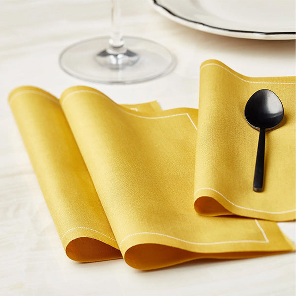 Curry Placemat 48x32 Cotton 100%, Rolls 12 -رول مفارش أطباق قطنية، 48 × 32 سم، أصفر غامق