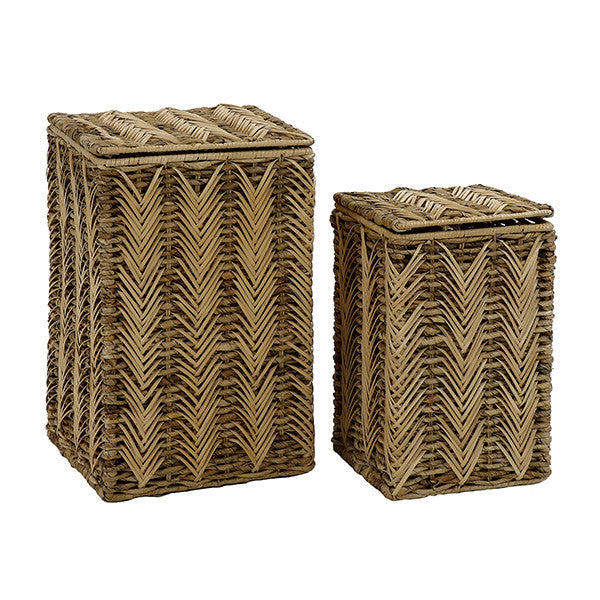 Long UBUD Baskets Set w/ Lids, 2pcs - مجموعة سلال طويلة من الروطان مع أغطية, 2حبة