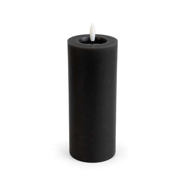 MM LED pillar candle, Silk, Melted, Charcoal, 74x200 mm - MM شمعة عمودية LED، حرير، ذائب، فحمي، 74×200 مم