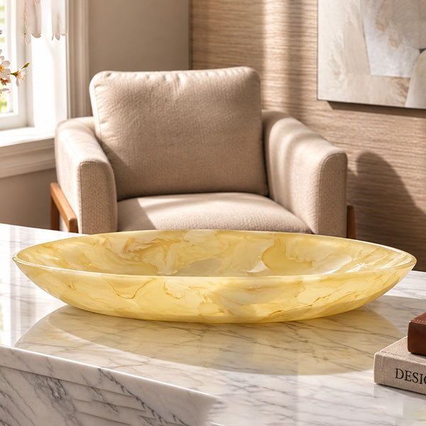 Large Oval Platter , Yellow - طبق تقديم بيضاوي كبير , أصفر