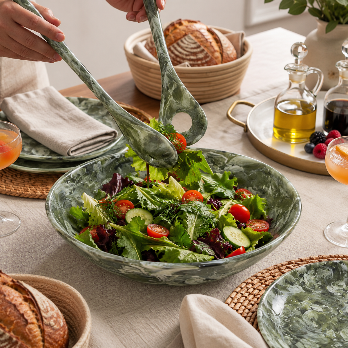 Medium Resin Everyday Bowl, Forest - وعاء ريزن وسط, أخضر