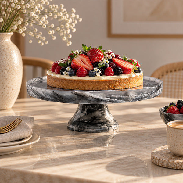 Large Cake Plate Large, Black - ستاند كيك كبير أسود