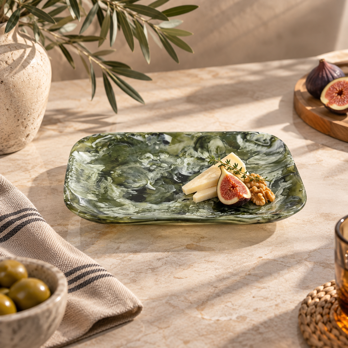 Medium Square Tray, Forest - طبق تقديم مربع متوسط, أخضر