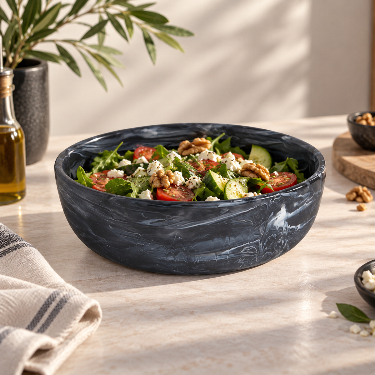 Medium Round Bowl ,Black - وعاء دائري متوسط - أسود