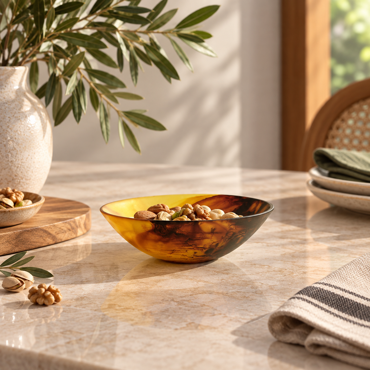 Small Resin Everyday Bowl, Turoise - وعاء ريزن صغير , بني