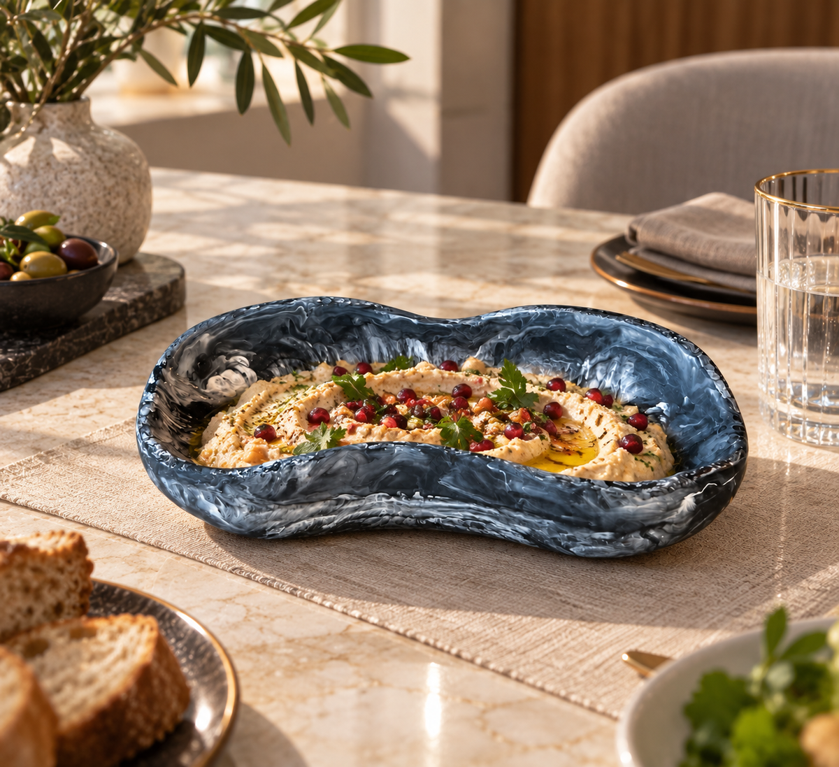 Black ,Rectangle Scallop Bowl - وعاء سكالوب مستطيل , أسود