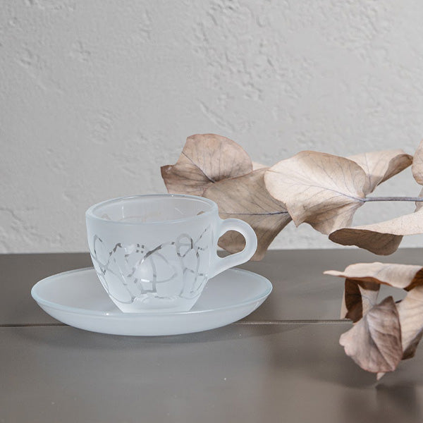 Abstract Espresso Cup , Matt Saucer - طقم اكواب إسبرسو مع صحن غير لامع بنقش Abstract