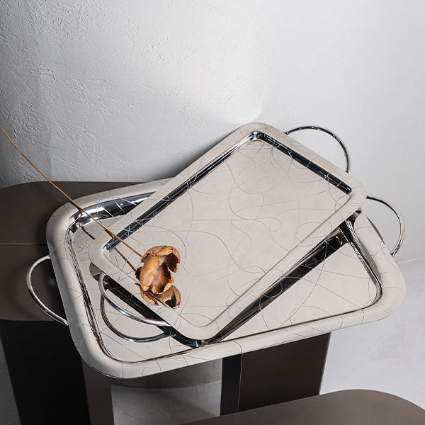 Abstract Rect Tray with Handle -XXL (56.5x42) CM - سم (56.5x42) XXL - صينية مستطيلة بمقبض