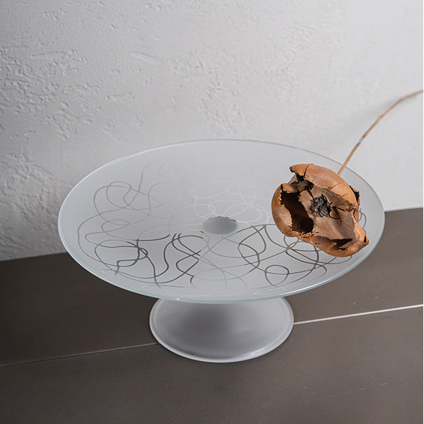 Abstract Cake Stand W Glazed Satin 28CM - طبق تقديم بنقشة Abstract قاعدة 28سم