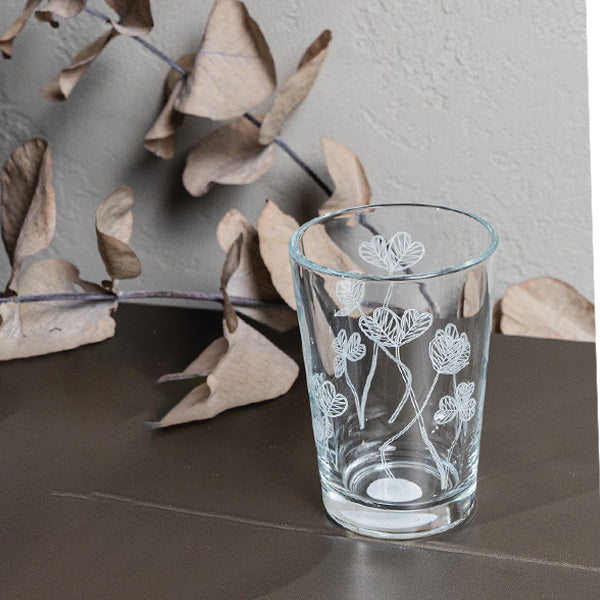 White Botanical Drinking Glass Set - طقم اكواب بنقشة نباتية أبيض