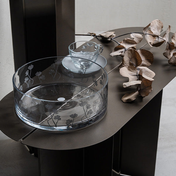 Silver Botanical Espresso Cup ,Saucer - طقم اكواب إسبرسو مع صحن غير لامع بنقشة نباتية ,فضي