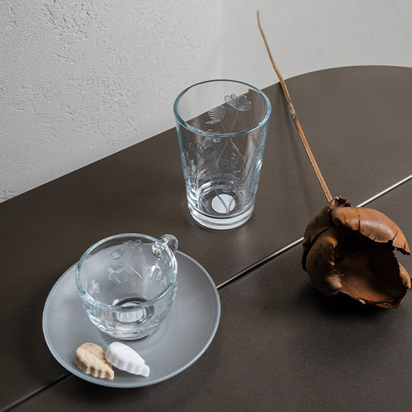 Silver Botanical Drinking Glass Set - طقم اكواب بنقشة نباتية فضي