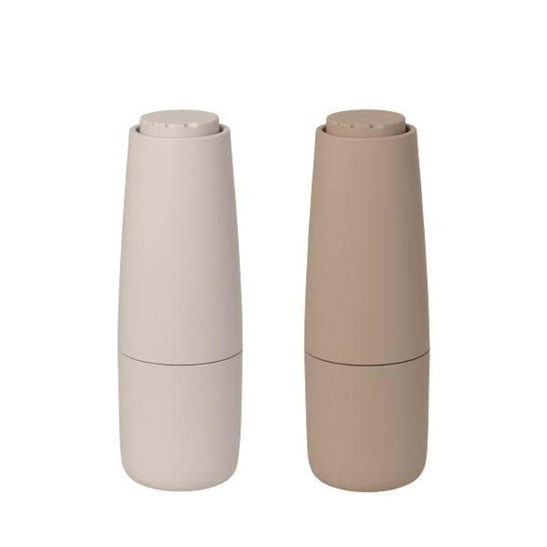 SALPI Salt & Pepper Mills Set 2pcs , Moonbeam & Nomad Color - مطحنة SALPI للملح والفلفل 2حبة , لون أبيض دافئ & بيج غامق