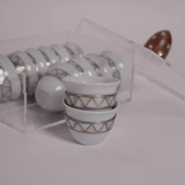 coffee cups set with msadaf line pattern - أكواب قهوة 6 قطع