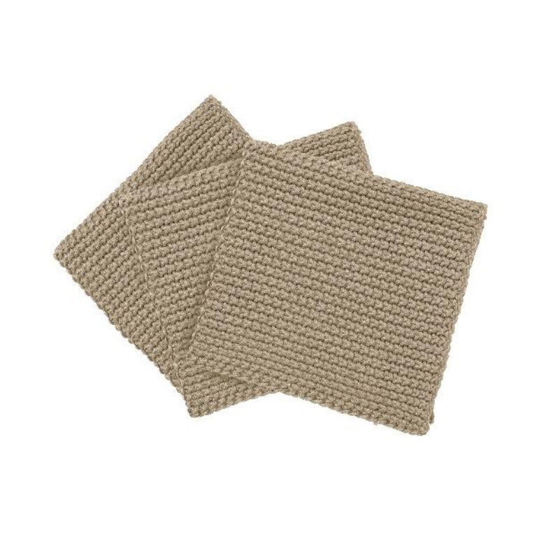WIPE PERLA Set of 3 dishcloths, Nomad Color - WIPE PERLA مجموعة 3 مناشف , لون بيج داكن