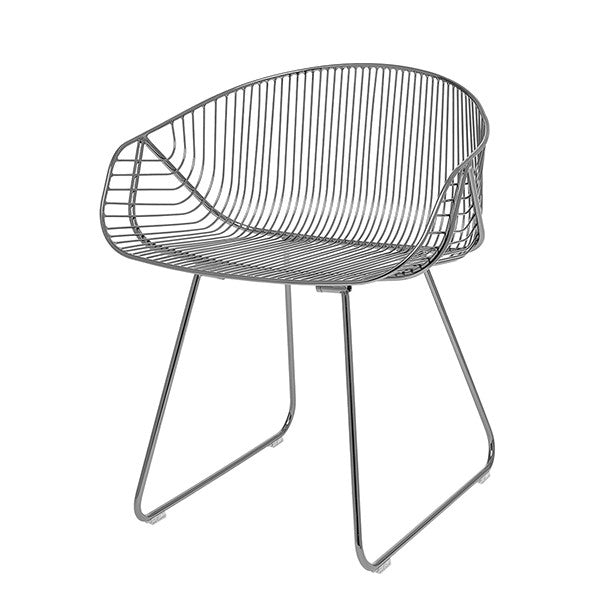 River Lounge Chair 60x73x54cm, Grey Metal - كرسي 60x73x54سم, لون فضي
