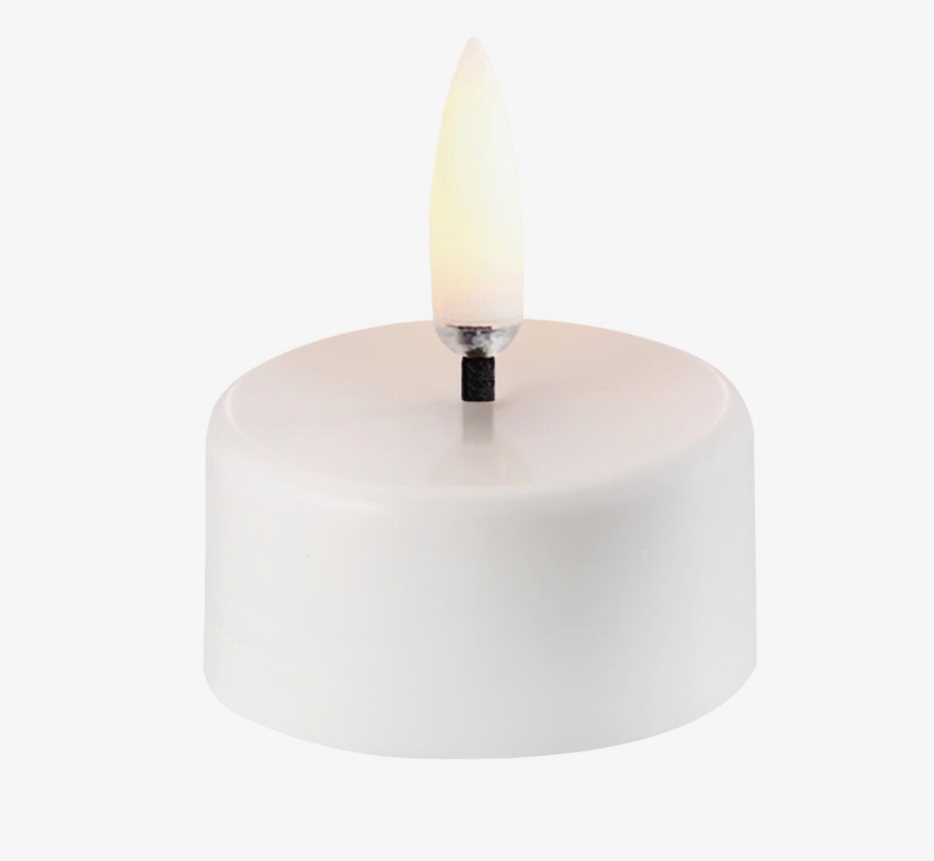 LED tealight 400~ battery incl., Nordic white wax, Smooth, 4x2,1 cm - شموع LED صغيرة 400 ~ بطارية متضمنة، شمع أبيض نورديك، أملس، 4x2,1 سم