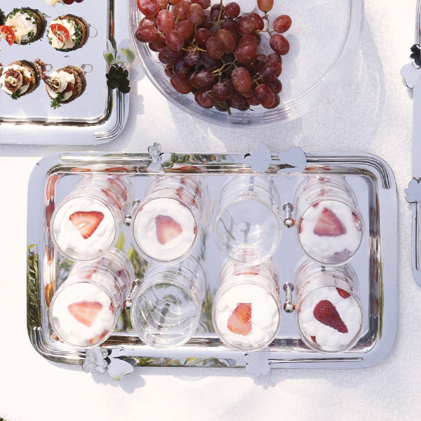 Botanical Rectangular Acrylic Tray with 8-Cup Holder and Lid - صينية مستطيلة بنقشة نباتية من الأكريليك مع حامل 8 أكواب وغطاء