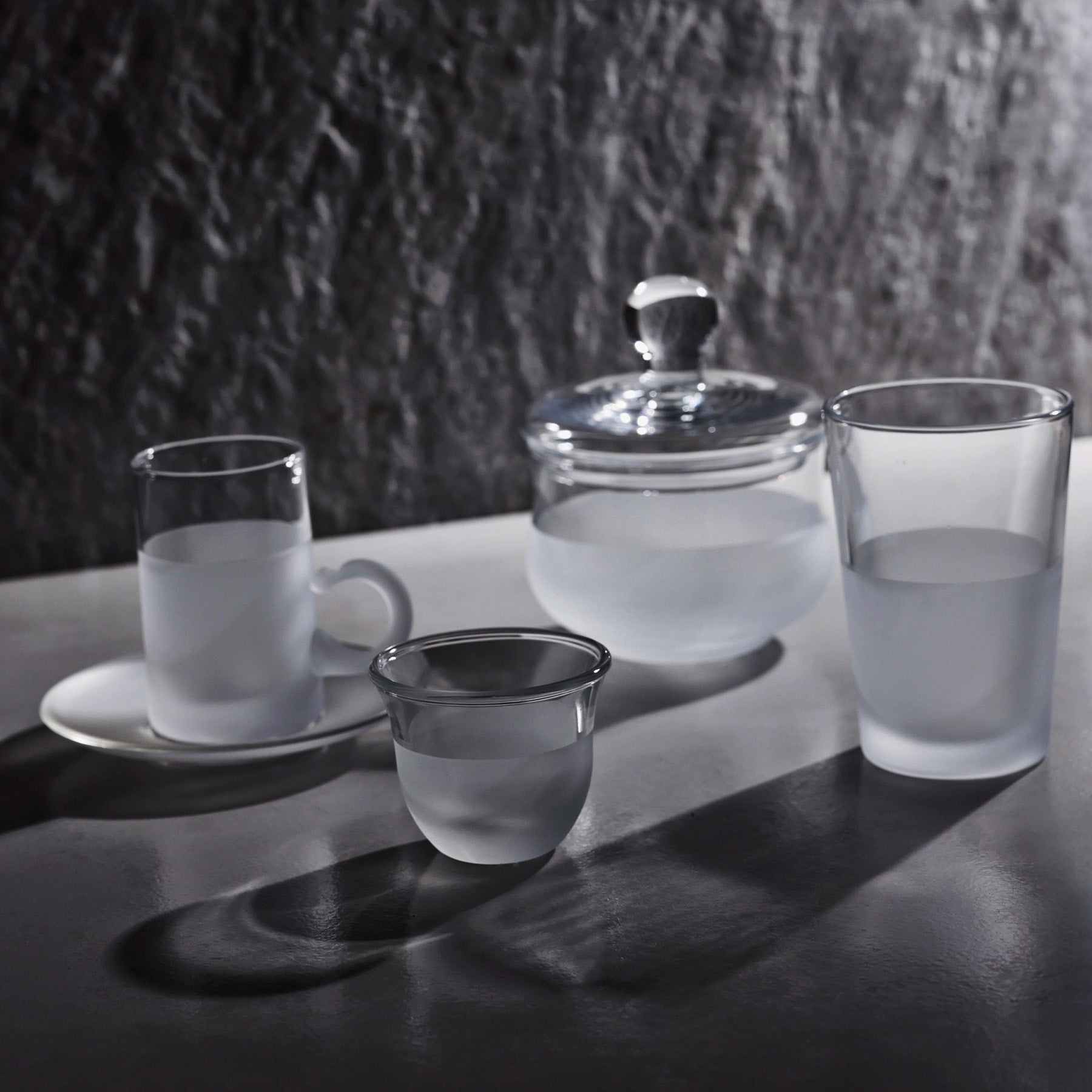 Glazed White Drinking Glass Set - طقم اكواب شفاف مطفي