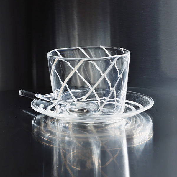 6 PC ICE CREAM CUP WITH SAUCE AND SPOON SWIRL STRIPES 6 PCS 12x6 CM - 6 قطع أكواب آيس كريم مع ملعقة خطوط دوامية 6 قطع 12 × 6 سم