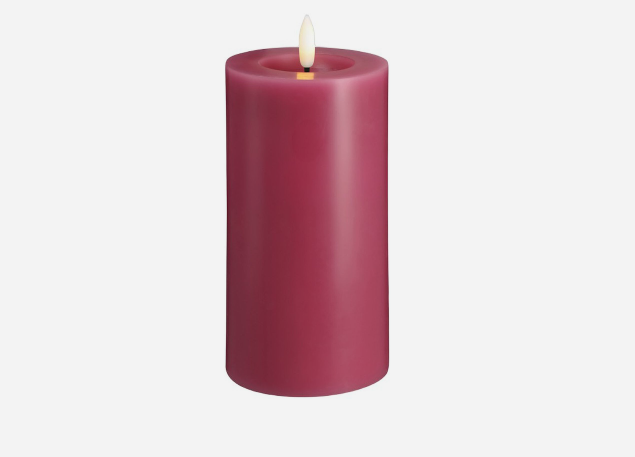 MM LED pillar candle, Silk, Melted, Vintage rose, 74x150 mm - شمعة عمود LED MM، حرير، ذائب، وردة عتيقة، 74 × 150 مم