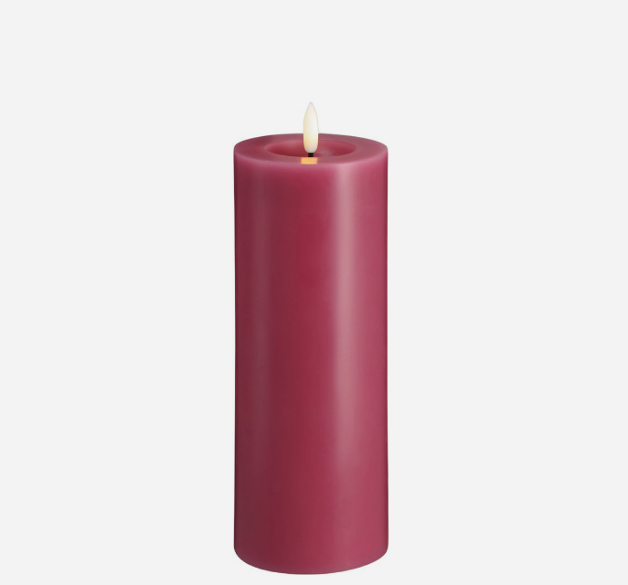 MM LED pillar candle, Silk, Melted, Vintage rose, 74x200 mm -شمعة عمود LED MM، حرير، ذائب، وردي عتيق، 74 × 200 مم