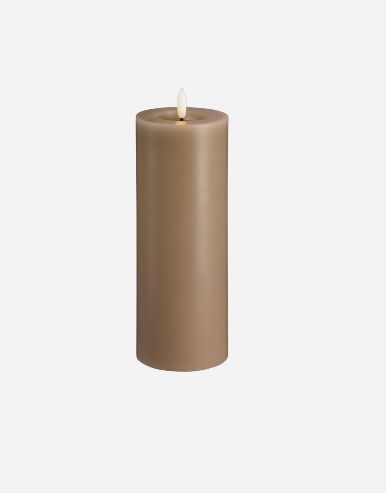 MM LED pillar candle, Silk, Melted, Sand, 74x200 mm - MM شمعة عمودية LED، حرير، ذائب، رملي، 74x200 ملم