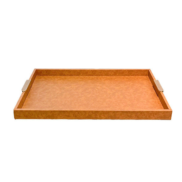 Tray with Metal Hands, Tan Color صينية مع مقابض معدنية, لون بني فاتح