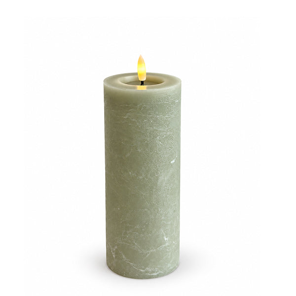 MM LED pillar candle, Rock, Melted, Kit grey, 74x200 mm - MM شمعة عمودية LED، صخرية، ذائبة، طقم رمادي، 74x200 ملم